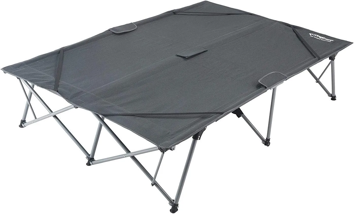 KingCamp Camping Cot Double 2 Person Oversized Anodized Steel Frame Portable Folding Bed Portable with Wheeled Carry Bag