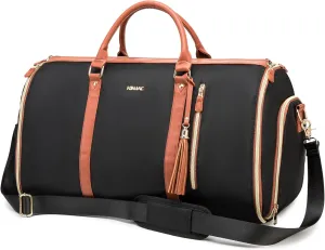 Kinmac 3 in 1 Foldable Garment Bag for Travel, Large Capacity Travel Duffel Bag with Shoe Pouch for Suit and Dress (Black)