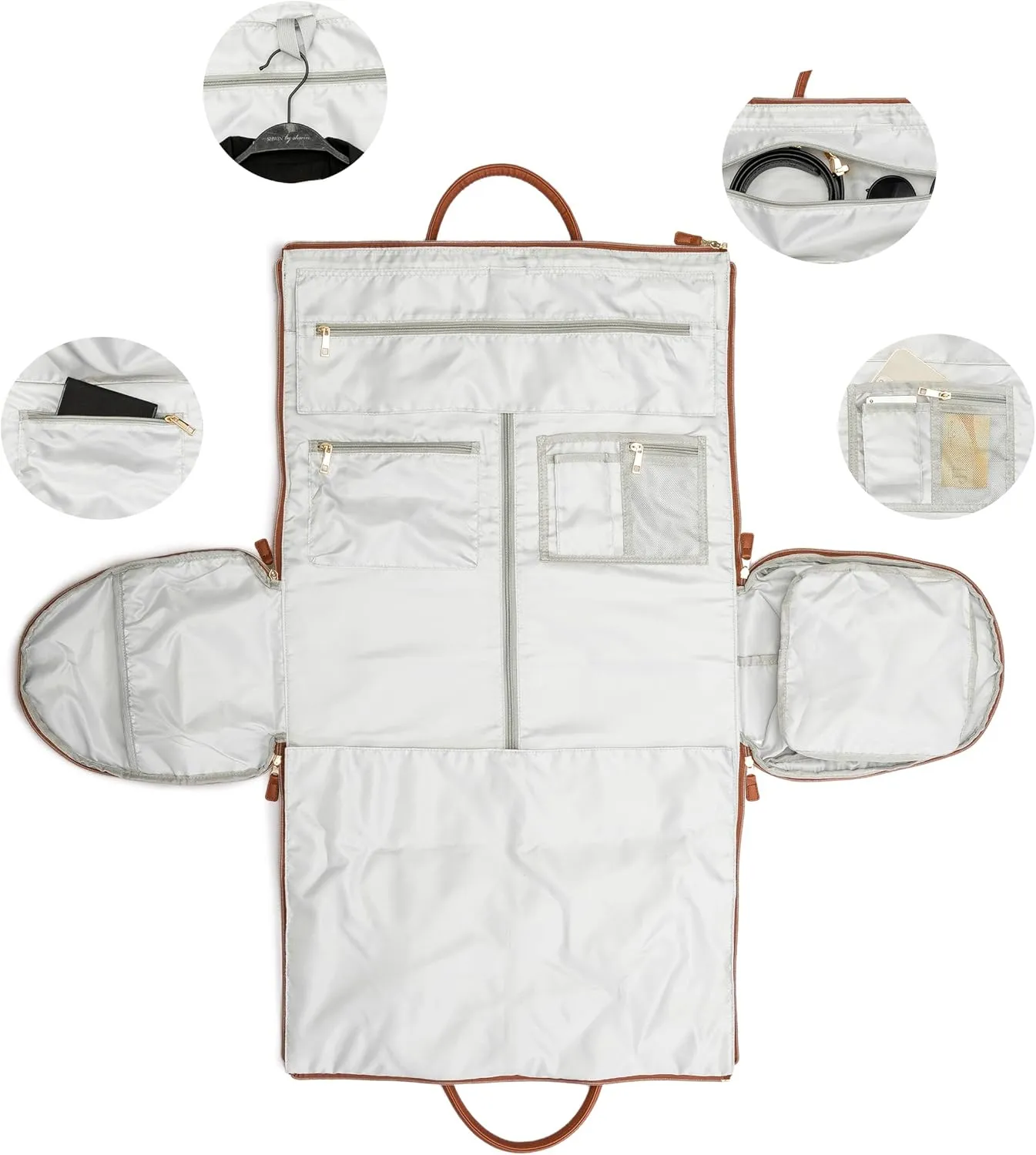 Kinmac 3 in 1 Foldable Garment Bag for Travel, Large Capacity Travel Duffel Bag with Shoe Pouch for Suit and Dress (Kaki)