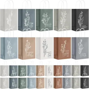 Kolldenn 30 Pcs Christian Bible Verse Gift Bags Religious mother Church Goodie Bags Neutral Aesthetics with Handles for mom Women teacher Wedding Birthday Baptism Wrapping