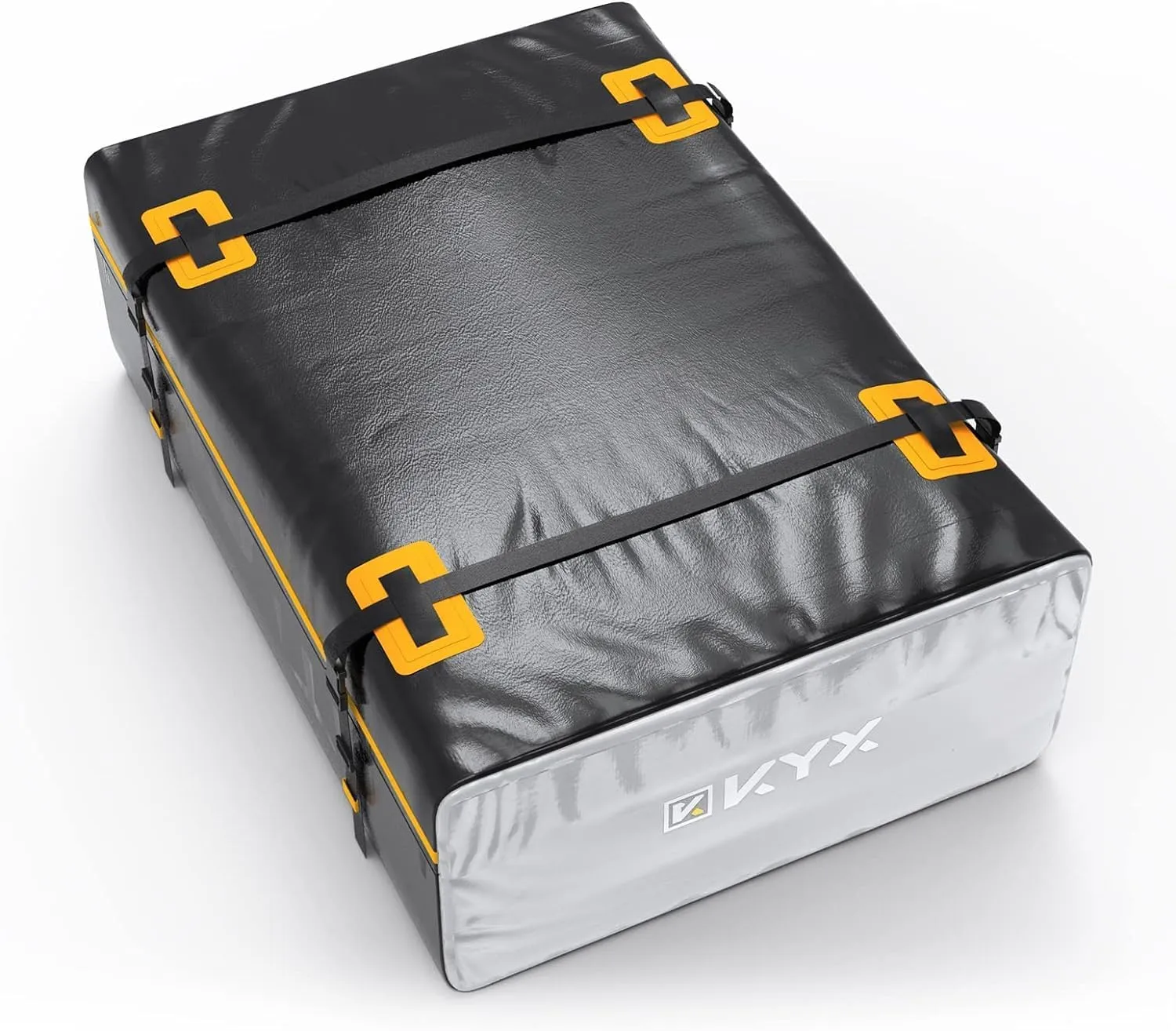 KYX Car Roof Bag Cargo Carrier –15 Cubic Feet Waterproof Roof Top Luggage Bag for All Cars with/Without Racks, Double Rain Curtain, Anti-Slip Mat