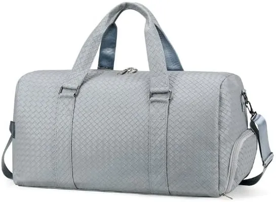 Large Capacity Leather Travel Bag Waterproof Tote Luggage Multifunctional Duffle Bags Shoulder (Black)