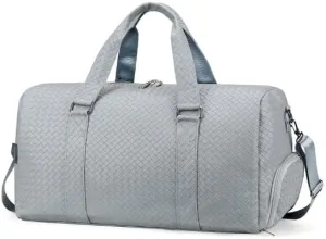 Large Capacity Leather Travel Bag Waterproof Tote Luggage Multifunctional Duffle Bags Shoulder (Gray)