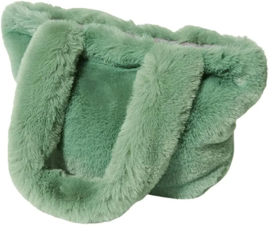 Large Capacity Shoulder Tote Purse Wallet for Autumn and Winter Plush Faux Fur Top Handle Handbag for Women