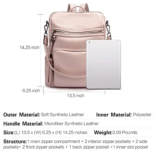 Large Pink Travel Backpack for Women With Shoulder Strap