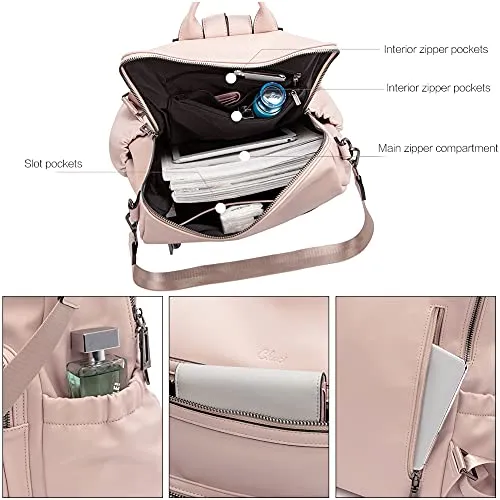 Large Pink Travel Backpack for Women With Shoulder Strap