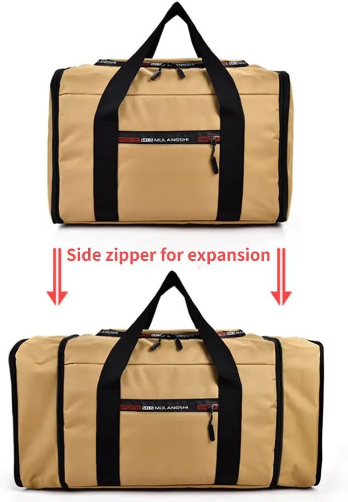 Large Travel Duffle Bag Expandable Duffle Bag Lightweight Waterproof Tear Resistant Duffle Bag Automotive Roof Cargo Luggage Carrier for Outdoor Camping Gym Weekender Bag for Men Women - Khaki