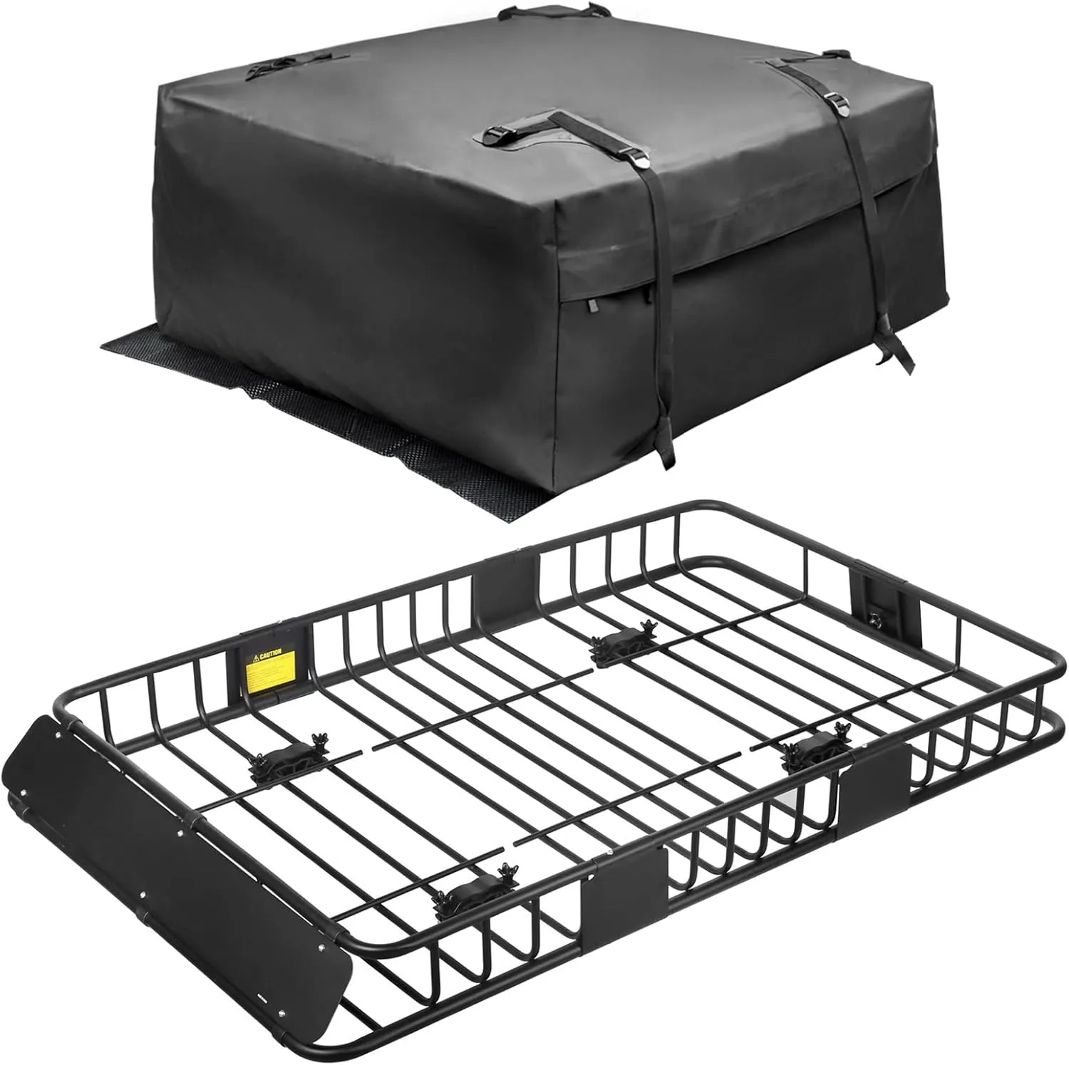 Leader Accessories Roof Rack Cargo Basket Set, Car Top Luggage Holder 64"x 39"   Waterproof Rooftop Cargo Carrier Bag