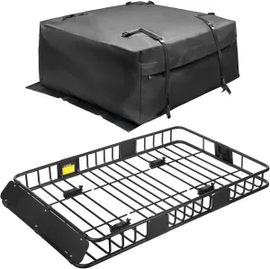 Leader Accessories Roof Rack Cargo Basket Set, Car Top Luggage Holder 64"x 39"   Waterproof Rooftop Cargo Carrier Bag