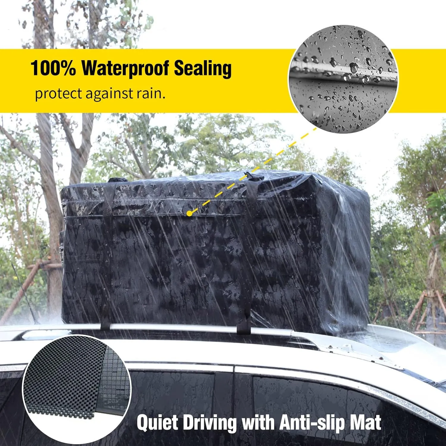 Leader Accessories Roof Rack Cargo Basket Set, Car Top Luggage Holder 64"x 39"   Waterproof Rooftop Cargo Carrier Bag