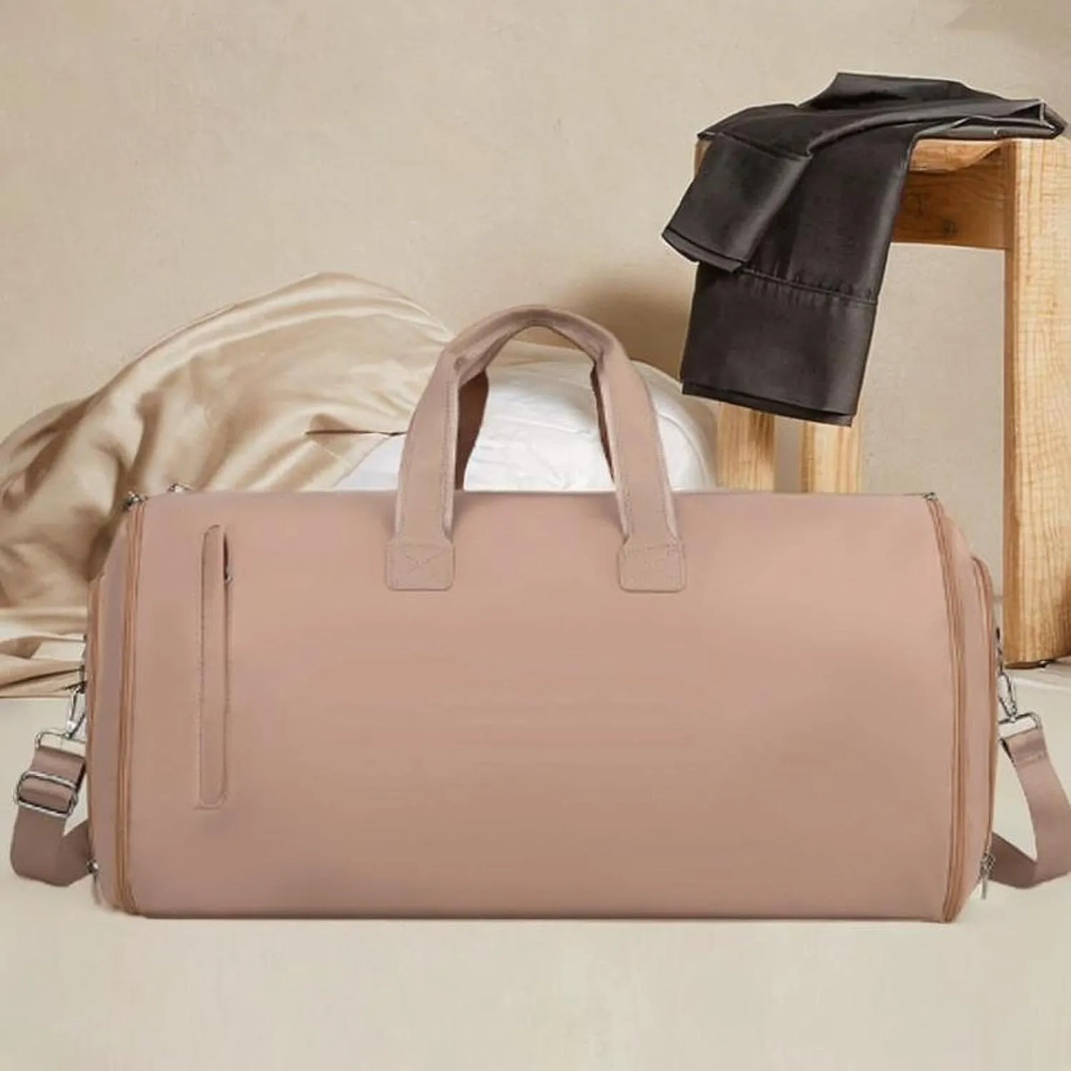 Leather Duffle Bag Shoulder Bag Business Travel Bag for for Men Women Holiday, Brown