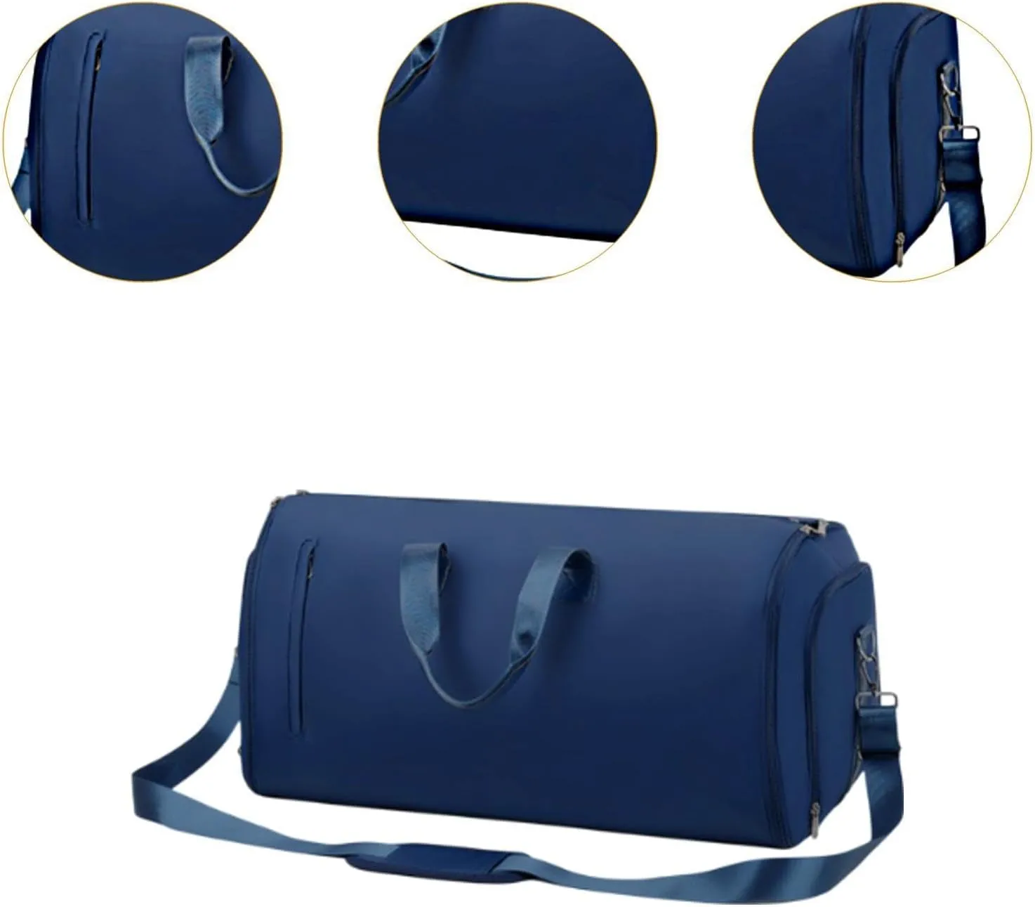 Leather Duffle Bag Shoulder Bag Business Travel Bag for for Men Women Holiday, Dark Blue