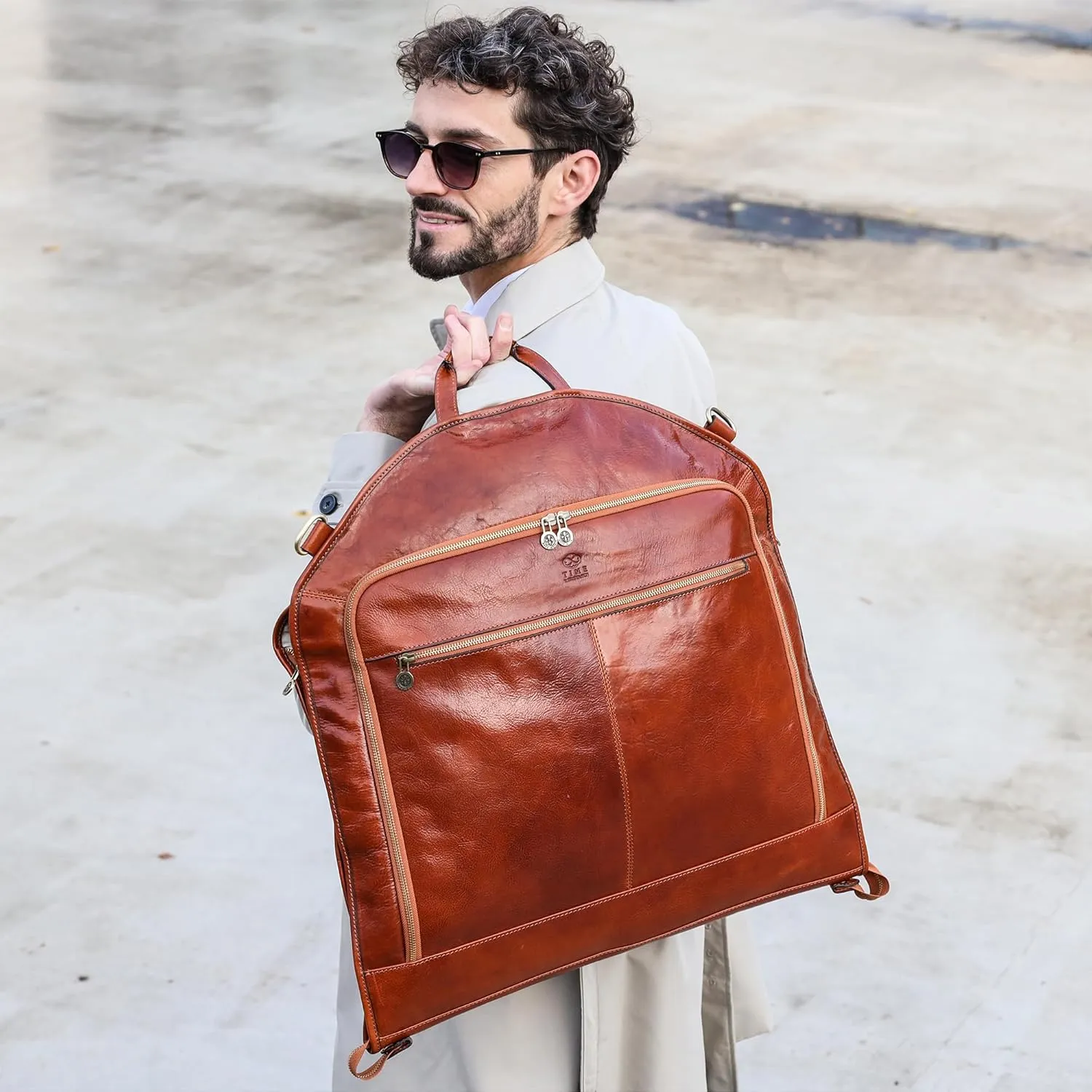 Leather Garment Bag Suit Carrier Slim Carry-on Garment Dress Protection Bag