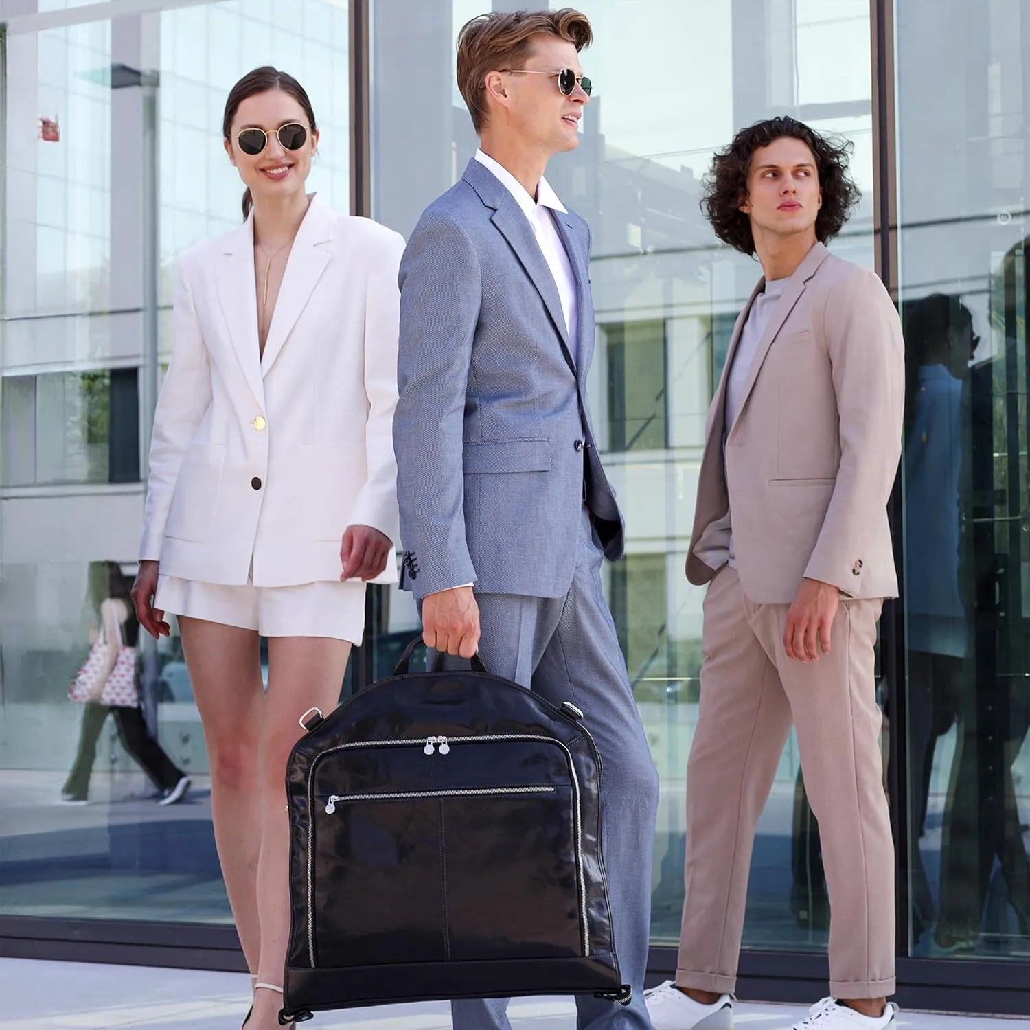 Leather Garment Bag Suit Carrier Slim Carry-on Garment Dress Protection Bag