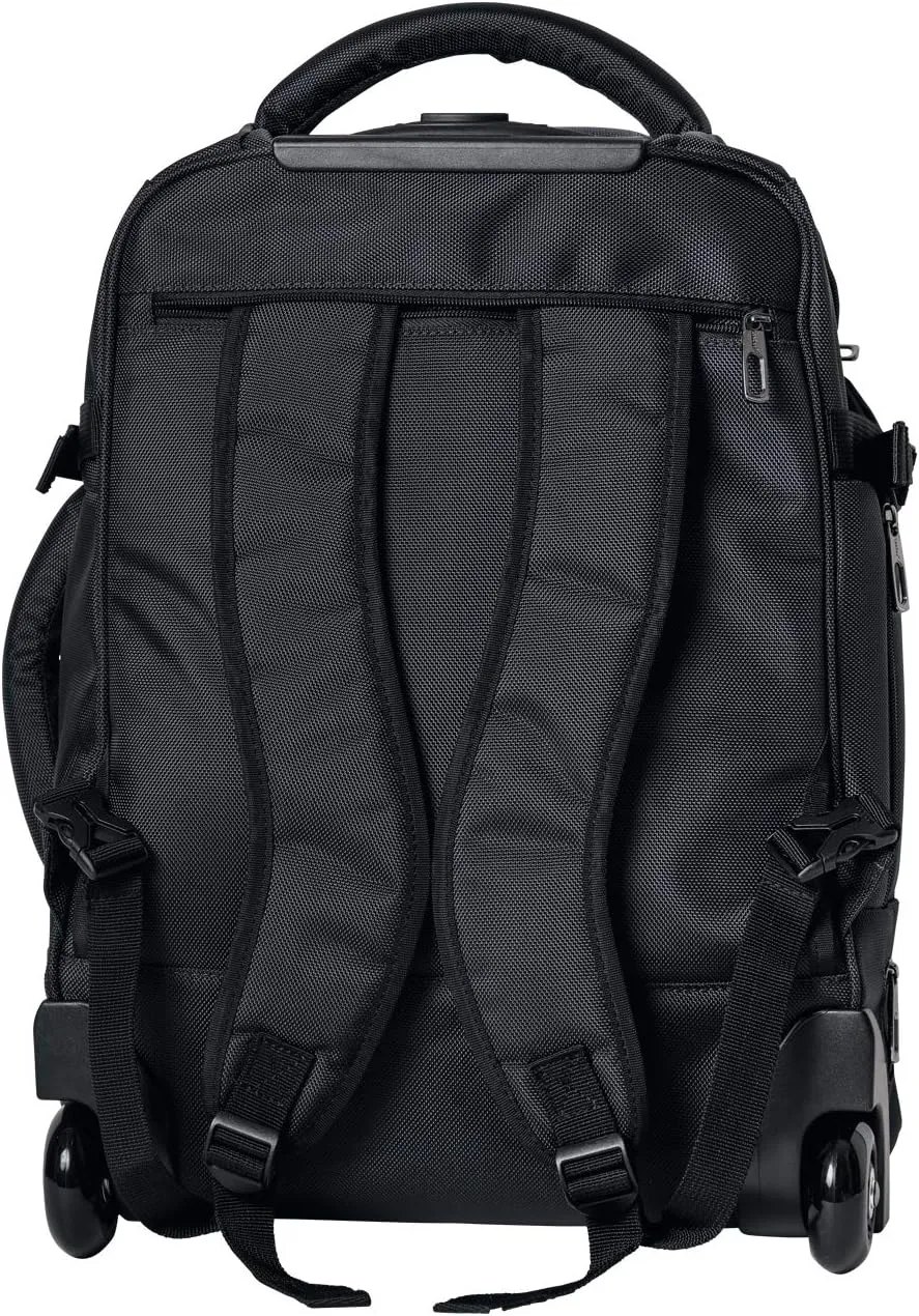 LeeDee Rolling Backpack, Wheeled backpack, Backpack with wheels, Business, Travel, Laptop, Carry-on luggage (Navy)