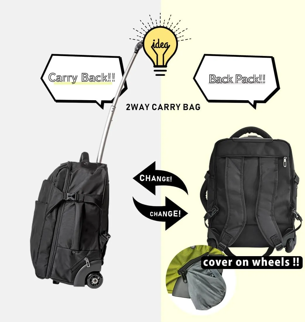 LeeDee Rolling Backpack, Wheeled backpack, Backpack with wheels, Business, Travel, Laptop, Carry-on luggage (Navy)