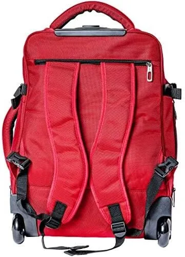 LeeDee Rolling Backpack, Wheeled backpack, Backpack with wheels, Business, Travel, Laptop, Carry-on luggage (Red)