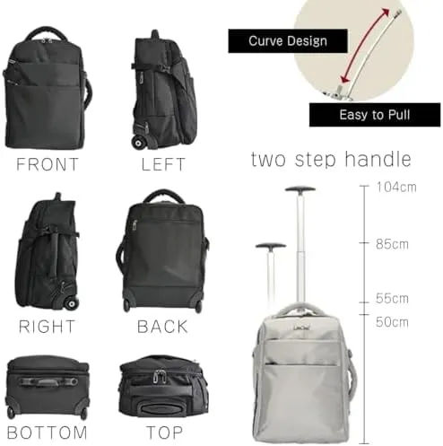 LeeDee Rolling Backpack, Wheeled backpack, Backpack with wheels, Business, Travel, Laptop, Carry-on luggage (Red)