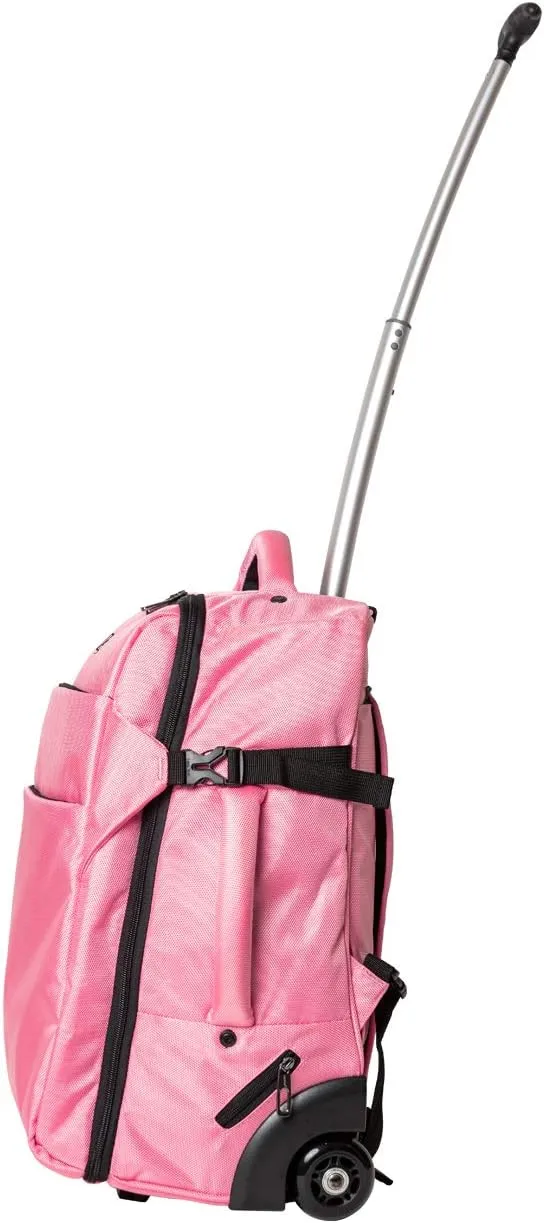 LeeDee Rolling Backpack, Wheeled backpack, Backpack with wheels, Business, Travel, Laptop, Carry-on luggage (SakuraPink)