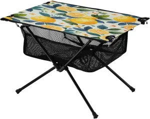 Lemons and Flowers Portable Folding Camping Table, Compact Lightweight Beach Table with Carrying Bag for Outdoor Picnics, BBQs, Camp