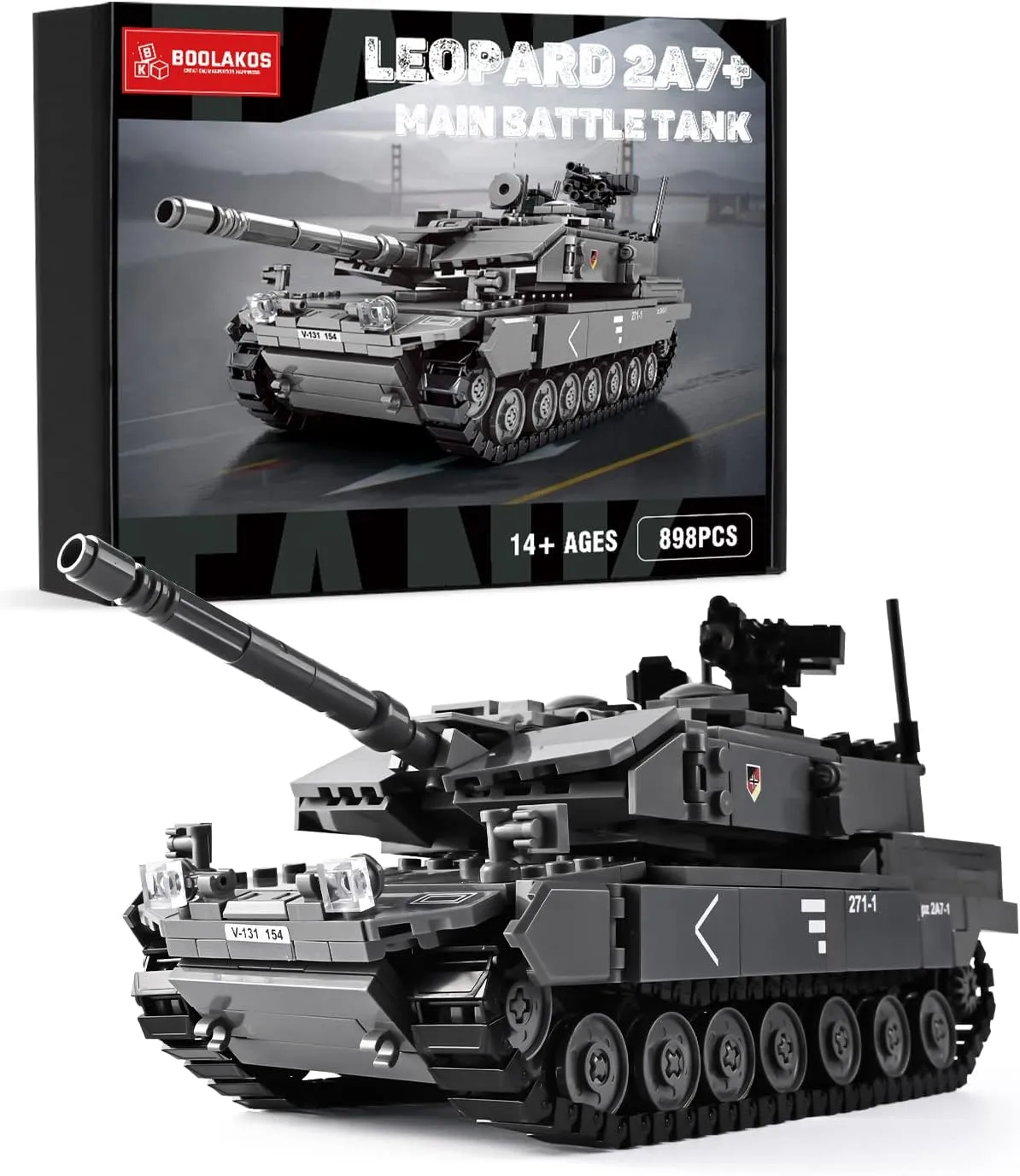 Leopard 2A7  Tank Building Block, Military Army WW2 Tank Model Kit, Construction Set Gift Giving Toys for Teens and Adult (898 PCS)