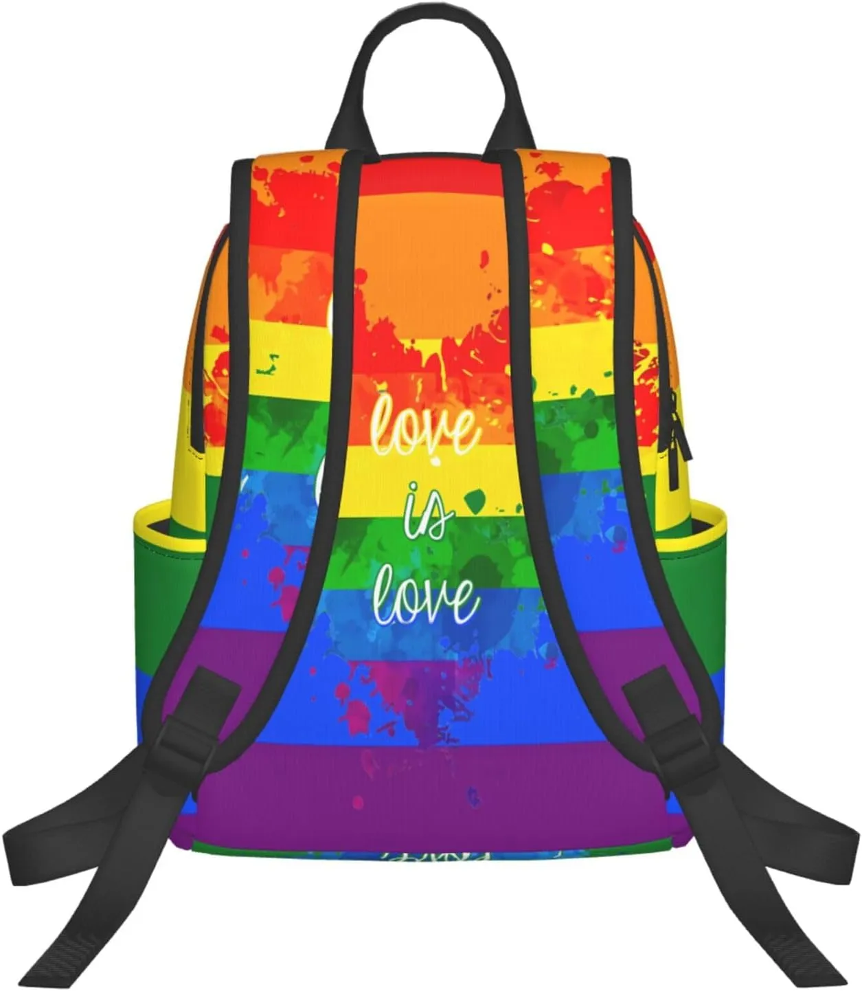LGBT Rainbow Gay Pride Love Is Love Ink Splash Heart Travel Laptop Backpack Casual Backpacks Double Shoulder Daypack Notebook Rucksack Work Bags Sports Bag for Hiking Camping Beach