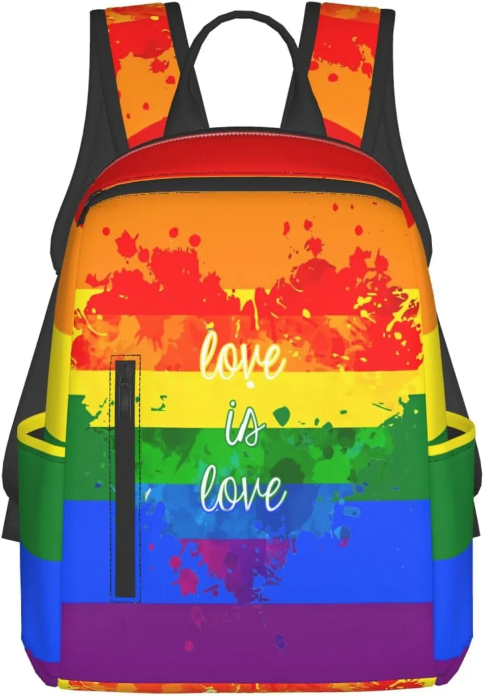 LGBT Rainbow Gay Pride Love Is Love Ink Splash Heart Travel Laptop Backpack Casual Backpacks Double Shoulder Daypack Notebook Rucksack Work Bags Sports Bag for Hiking Camping Beach