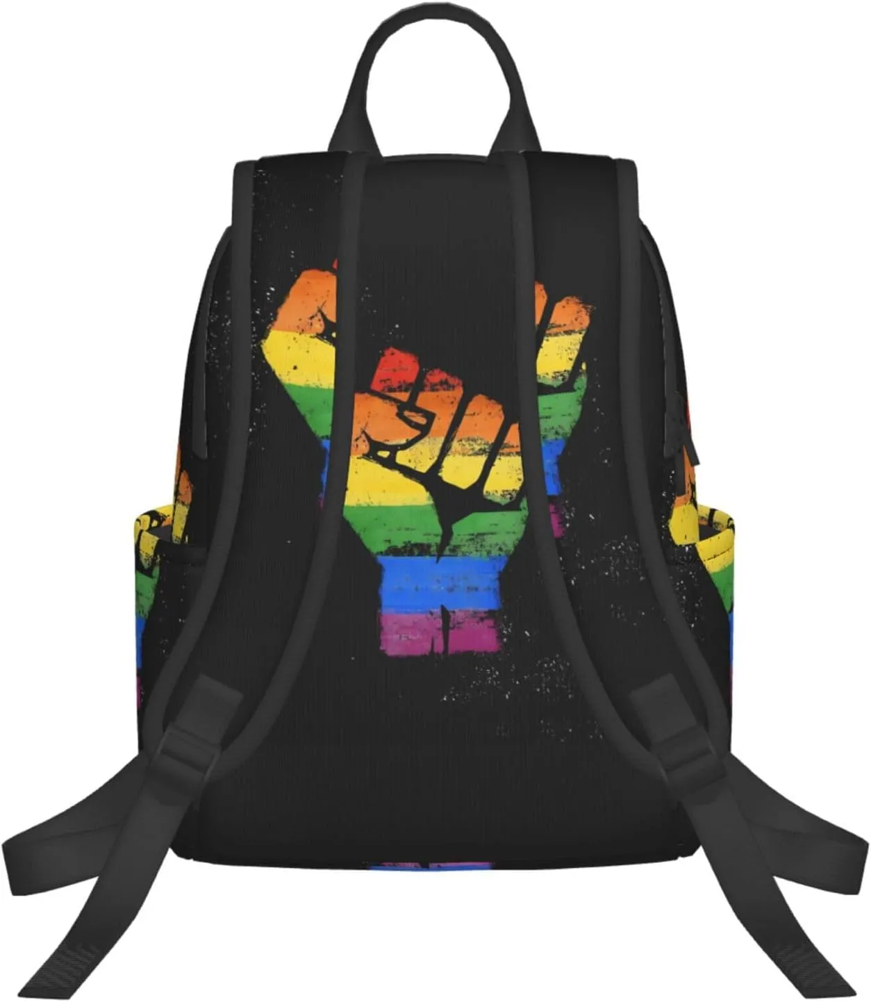 LGBT Rainbow Gay Pride Make A Fist Raise Your Hand Travel Laptop Backpack Casual Backpacks Double Shoulder Daypack Notebook Rucksack Work Bags Sports Bag for Hiking Camping Beach