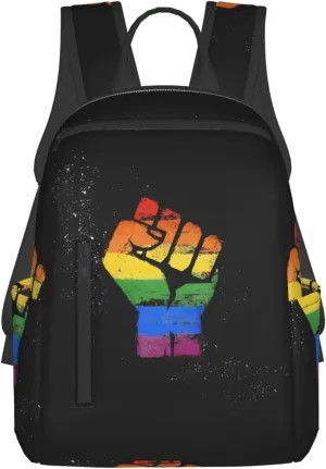 LGBT Rainbow Gay Pride Make A Fist Raise Your Hand Travel Laptop Backpack Casual Backpacks Double Shoulder Daypack Notebook Rucksack Work Bags Sports Bag for Hiking Camping Beach