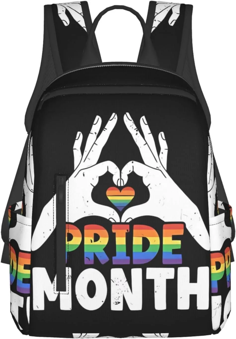 LGBT Rainbow Gay Pride Month Make A Heart Gesture Travel Laptop Backpack Casual Backpacks Double Shoulder Daypack Notebook Rucksack Work Bags Sports Bag for Hiking Camping Beach