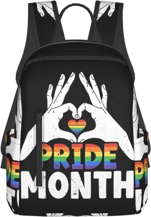 LGBT Rainbow Gay Pride Month Make A Heart Gesture Travel Laptop Backpack Casual Backpacks Double Shoulder Daypack Notebook Rucksack Work Bags Sports Bag for Hiking Camping Beach