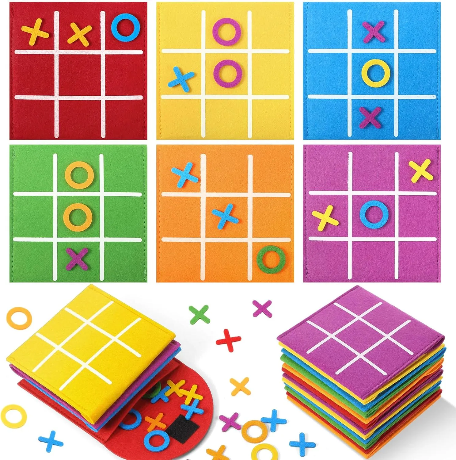 Libima 36 Sets Tic Tac Toe Strategic Board Game Bulk for Kids Toys Mini Classic Educational Toys with Envelope Goodie Bag Stuffers 4.8x4.8'' Birthday Party Favors Gifts for Kids (Vivid Color)