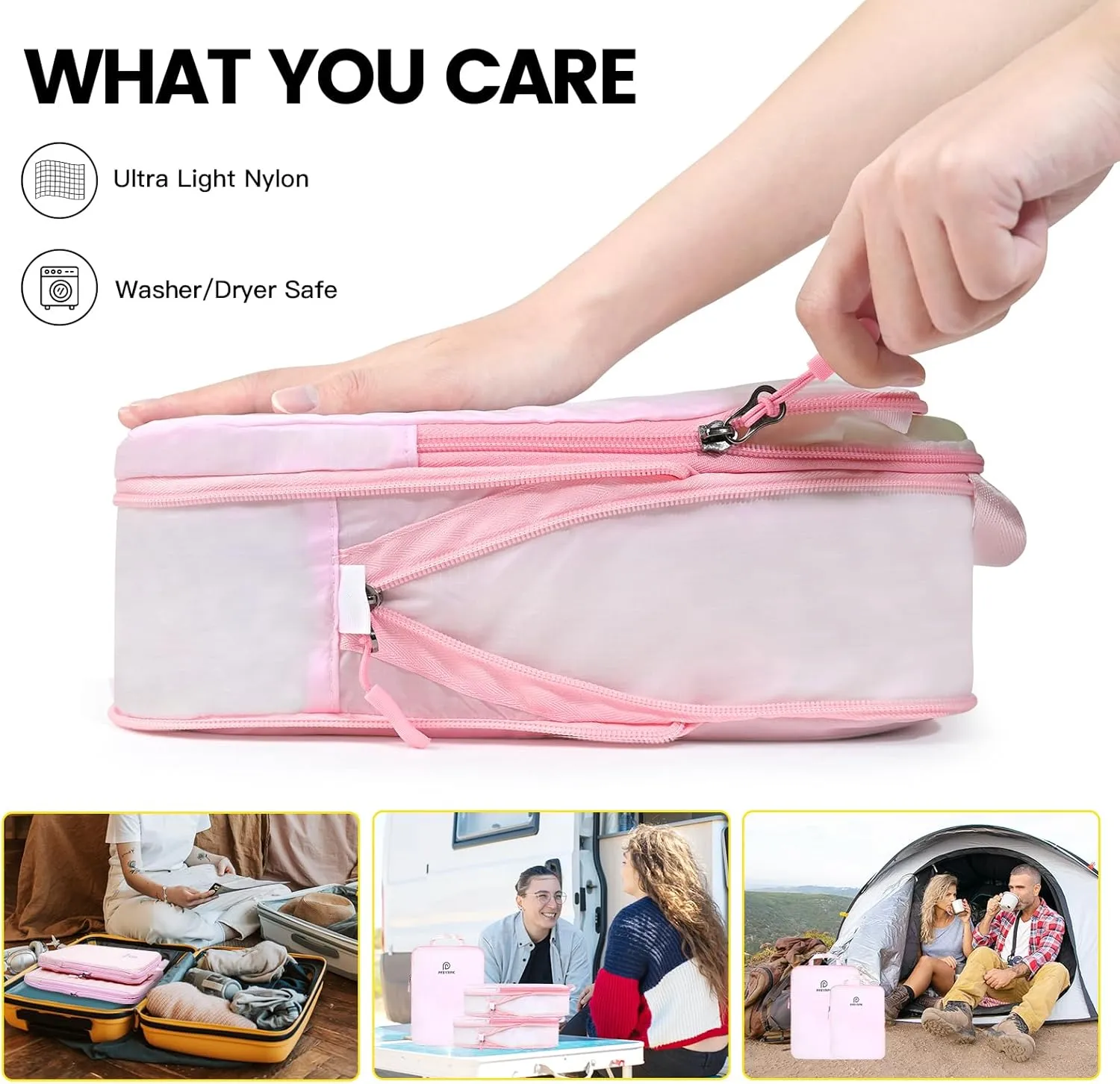 Lightweight Compression Packing Cubes for Suitcases, Compressible Expandable Travel Packing Organizer with Clear Toiletries and Backpack Bag, Travel Essentials for Carry on Luggage 7 Set