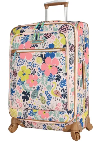 Lily Bloom Luggage 24" Expandable Design Pattern Suitcase With Spinner Wheels For Woman (24in, Trop Pineapple)