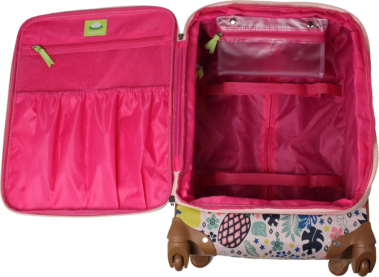 Lily Bloom Luggage 24" Expandable Design Pattern Suitcase With Spinner Wheels For Woman (24in, Trop Pineapple)