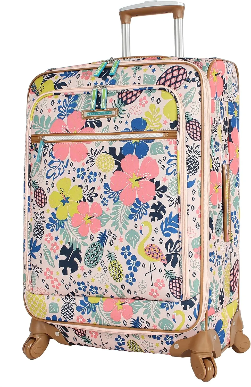 Lily Bloom Luggage 24" Expandable Design Pattern Suitcase With Spinner Wheels For Woman (24in, Trop Pineapple)