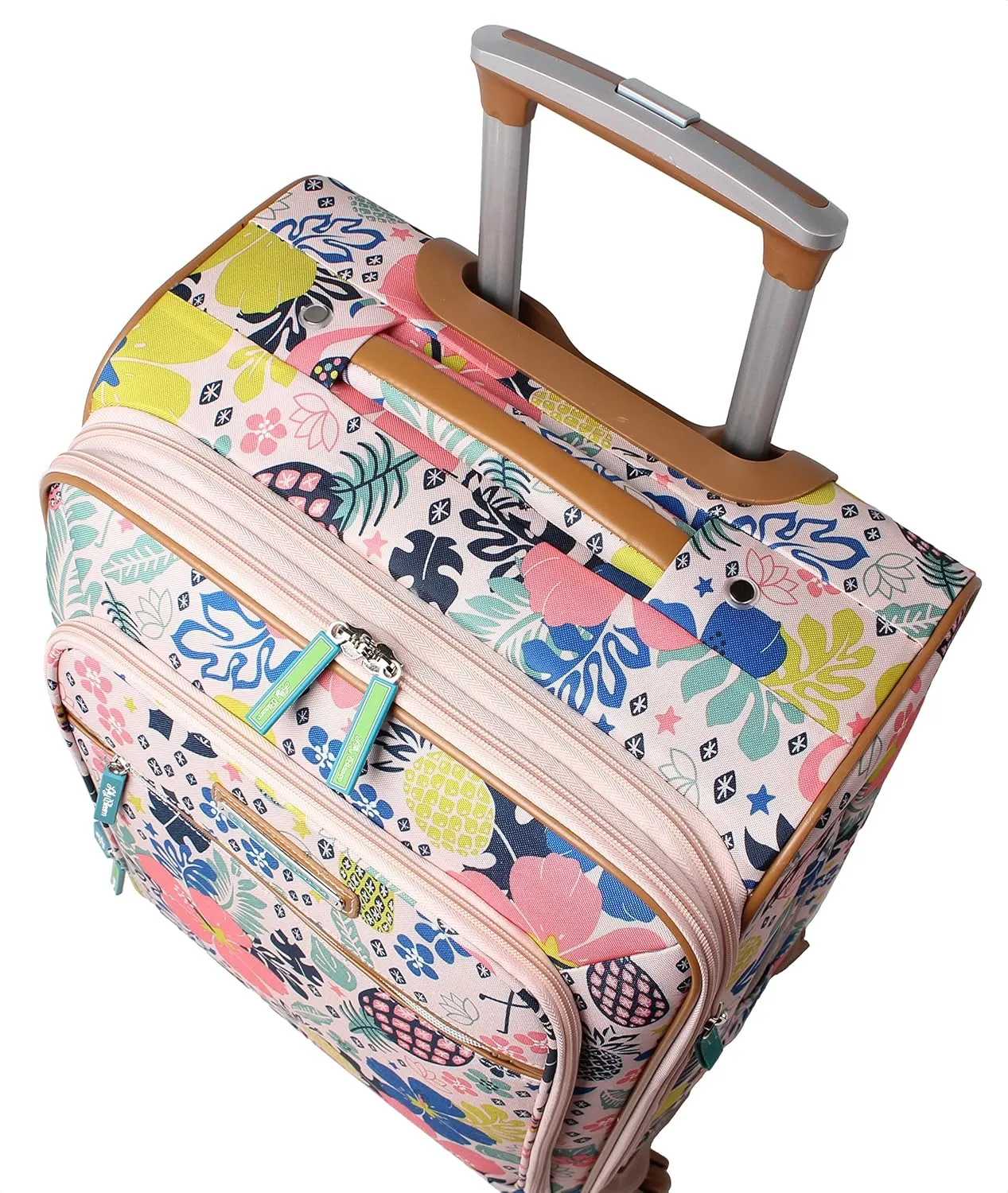 Lily Bloom Luggage 24" Expandable Design Pattern Suitcase With Spinner Wheels For Woman (24in, Trop Pineapple)