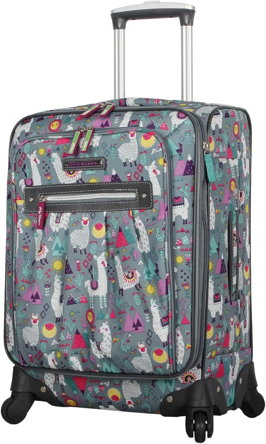 Lily Bloom Luggage 3 Piece Softside Spinner Suitcase Set Collection (Llama Mama)