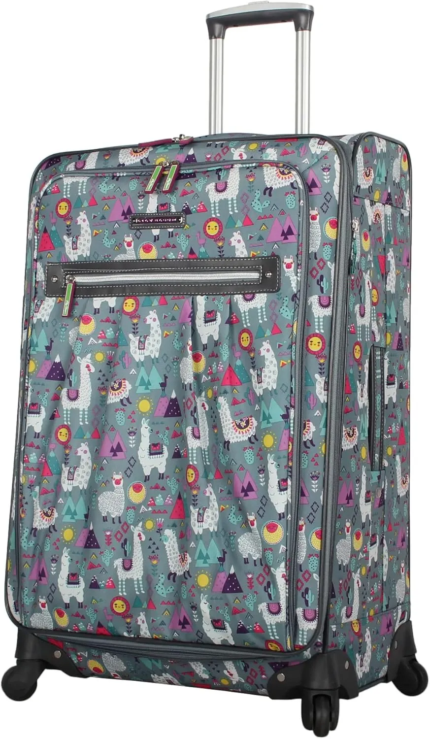 Lily Bloom Luggage 3 Piece Softside Spinner Suitcase Set Collection (Llama Mama)