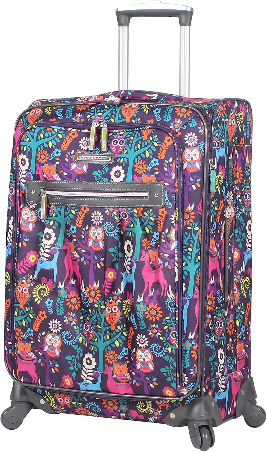Lily Bloom Midsize 24" Expandable Design Pattern Luggage With Spinner Wheels For Woman (24in, Wildwoods)
