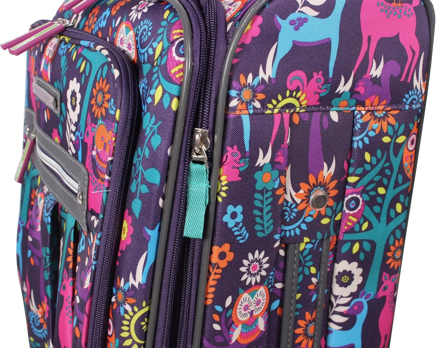 Lily Bloom Midsize 24" Expandable Design Pattern Luggage With Spinner Wheels For Woman (24in, Wildwoods)