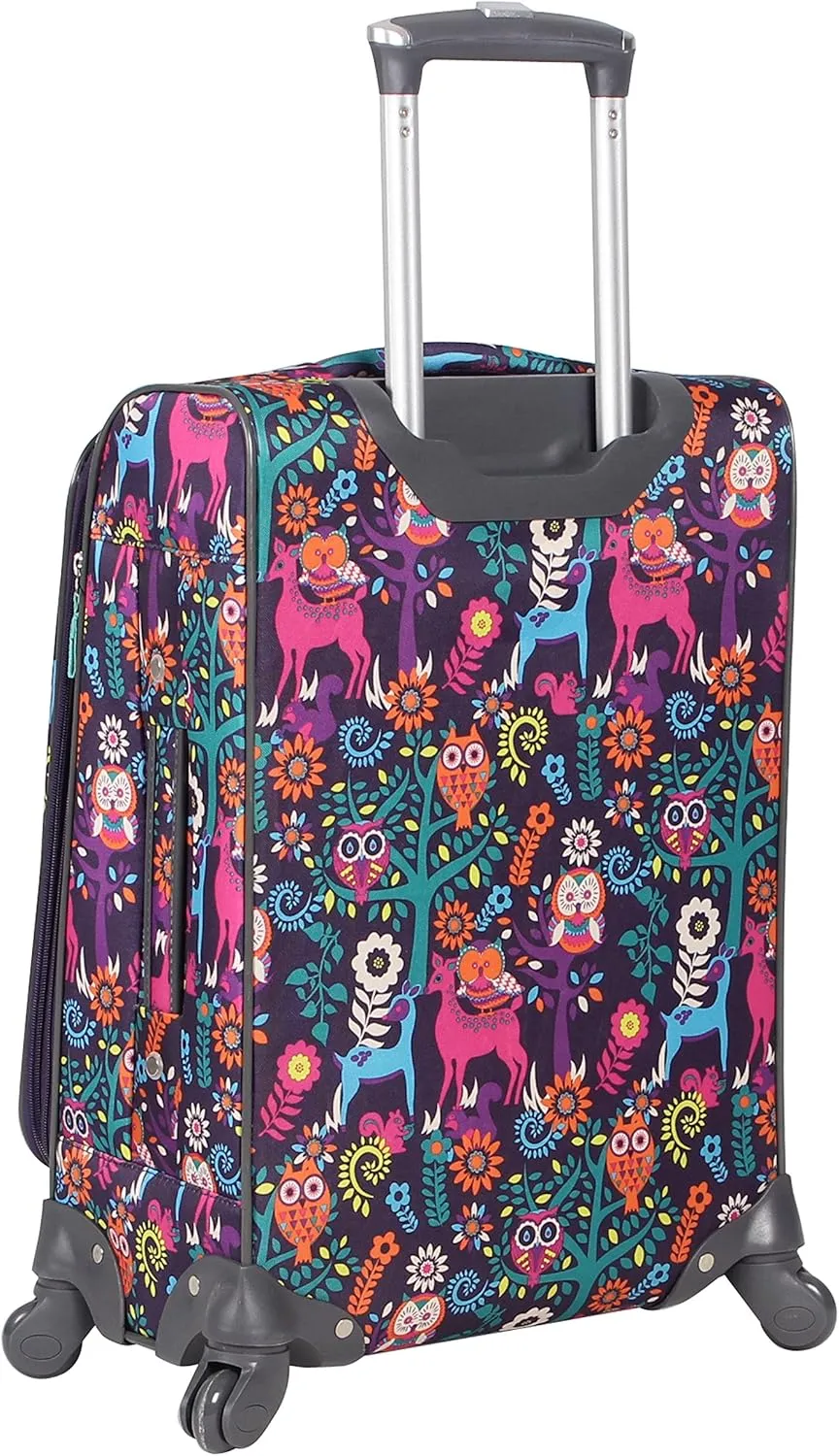 Lily Bloom Midsize 24" Expandable Design Pattern Luggage With Spinner Wheels For Woman (24in, Wildwoods)