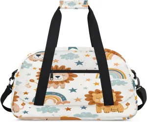 Lion Kids Duffle Bag, Overnight Weekender Bag Travel Duffle Bag Carry-On Tote for Swim Sport Gym Bag for Boys Girls