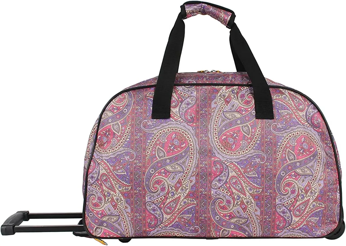 Lucas Designer Carry On Luggage Collection - Lightweight Pattern 22 Inch Duffel Bag- Weekender Overnight Business Travel Suitcase with 2- Rolling Spinner Wheels (SEA FORM) (PAISLEY)