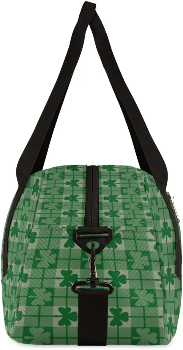 Lucky Clover Plaid Kids Duffel Bag for Girls Boys Teens, Custom Name Dance Bag Overnight Small Duffel Bag Carry On Weekend Sports Gym Travel Bag for School Practice Gymnastics Ballet