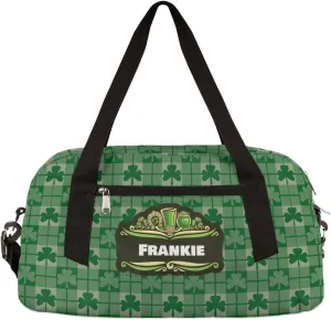 Lucky Clover Plaid Kids Duffel Bag for Girls Boys Teens, Custom Name Dance Bag Overnight Small Duffel Bag Carry On Weekend Sports Gym Travel Bag for School Practice Gymnastics Ballet