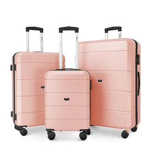 LUGG Travel Suitcase Set, 3 Hard Shell Cabin & Hold Luggage, Airline Approved, Lightweight & Strong, Secure TSA Lock, Internal Storage Pockets, Smooth Turning Wheels, 20" 25" 29" Suitcases (Rose Gold)