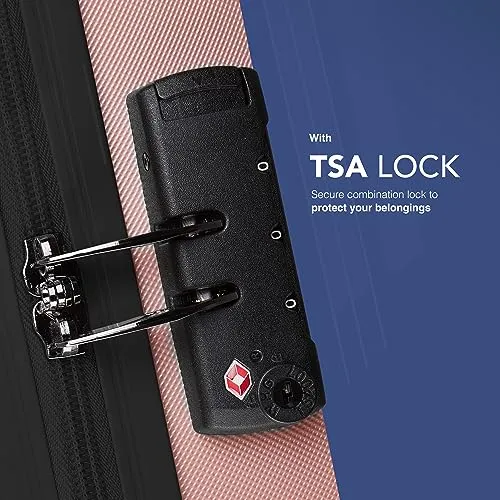 LUGG Travel Suitcase Set, 3 Hard Shell Cabin & Hold Luggage, Airline Approved, Lightweight & Strong, Secure TSA Lock, Internal Storage Pockets, Smooth Turning Wheels, 20" 25" 29" Suitcases (Rose Gold)