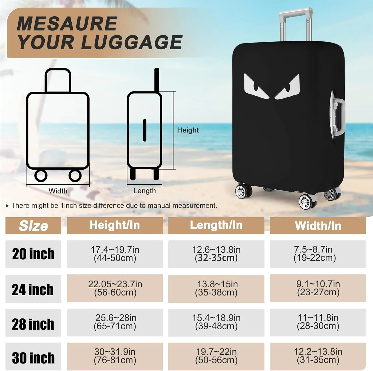 Luggage Covers For Suitcase Tsa Approved, Washable Luggage Cover Elastic Luggage Protector Scratch Resistant Luggage Cover For 28-29 Inch Wheeled Luggage(Eye-28 inch)