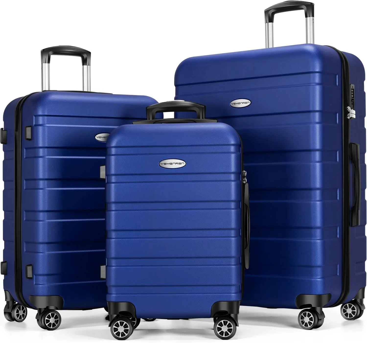 Luggage Sets Hardside Lightweight Suitcase with Spinner Wheels TSA Lock, 3-Piece Set (20/24/28), Navy Blue